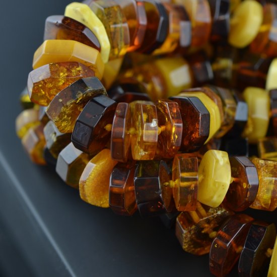 Amber necklace polished multicolour tablets